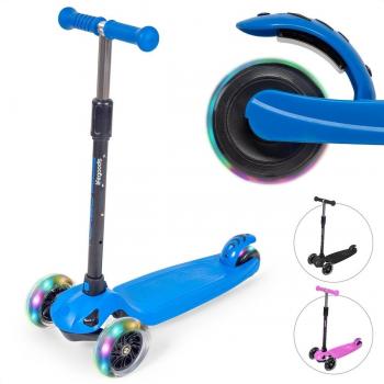 LifeGoods TurboRide Kids Roller – 5–8 Jahre, 3 leuchtende Räder, für Jungen & Mädchen, blau