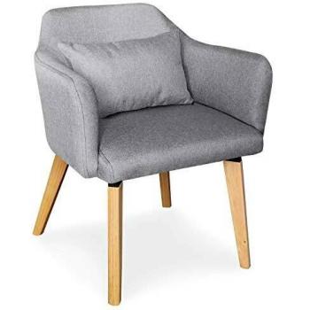 Chaise Shaggy Scandinave Tissu Gris Clair