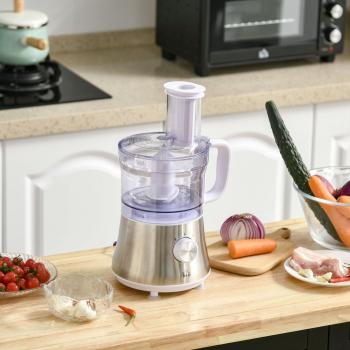 HOMCOM Food Processor w/1L Bowl Knife Blades Reversible Slicing and Grating Disc