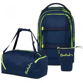 Satch Schulrucksack‑Pack (3 Teile) inklusive Bleistift‑Slider, gelb/gelb‑Orange