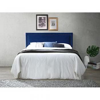 Testata letto Alvise - Tessuto effetto velluto - 160 cm - Blu