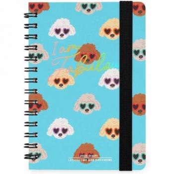 Sky Blue Dogs Multilingual A6 Week-to-View Diary 2025 with Spiral Binding