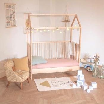 Évolution Cabane Lit Bébé 60x120 cm – Bois Naturel