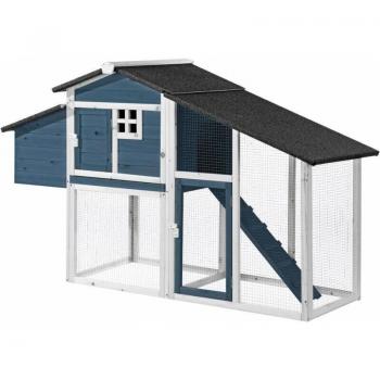 Poulailler en bois avec enclos pour 4 poules - Dimensions : L. 173 x P. 64 x H. 108 cm