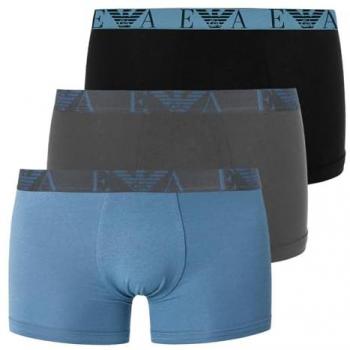 Emporio Armani Men's 3-Pack Stretch Cotton Boxer Trunks, Storm/Magnet/Black - Size: 32/34/35