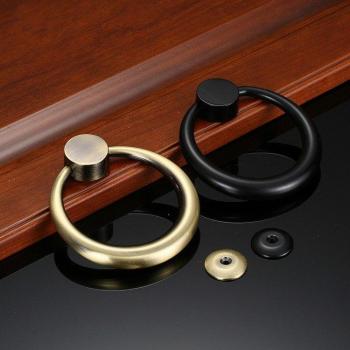 Anillo de Puerta de Zinc, Estilo Minimalista y Moderno, Herrajes de Seguridad en Bronce Verde