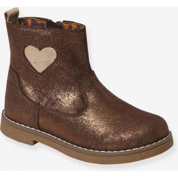 Boots Fille Cœur en Cuir Bronze VERTBAUDET