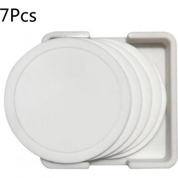 7Pcs Black Silicone Coaster Set - Non-Slip Drink Mats