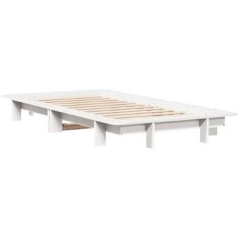 VidaXL White Bed Frame 75x190 cm Small Single Solid Wood