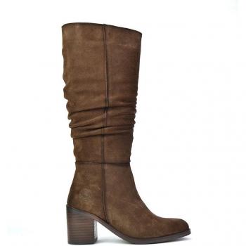 Kangaroos Botas de Mujer de Piel Marrón con Cierre Superior