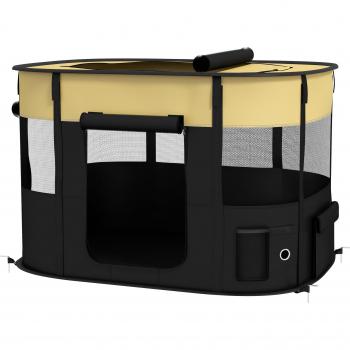 Pawhut Foldable Dog Pen With Storage Bag For Indoor/Outdoor Use, Yellow