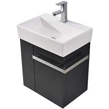 Petit Meuble de Salle de Bain Anthracite Mat 500 - Sans Bonde Pop-Up