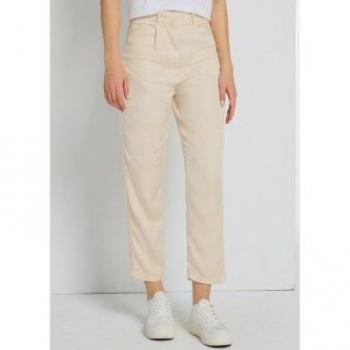 Pantaloni Chino Donna Lois Jeans Vita Alta Loose Pleat Beige 26
