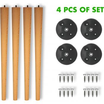 Juego de 4 Patas Cónicas de Madera para Mesa