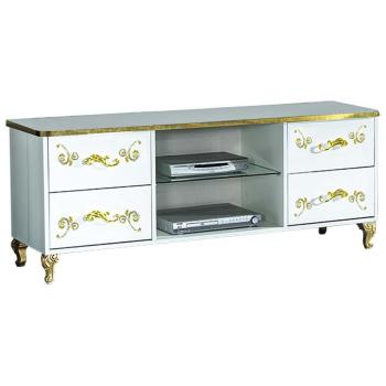 Meuble TV Chic en Bois Vernis Brillant 160cm