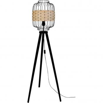 Lampadaire Métal et Bois Noir TOSEL