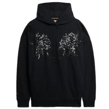 Sudadera oversize negra con estampado de tatuaje Superdry