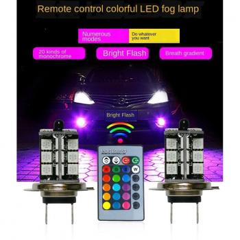 Luz LED H1/H3/H4/H11/H7 RGB 5050 27SMD 9005/9006 2 piezas con control remoto