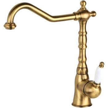 Bronzefarbener Küchenspültischmischer Gattoni Orta RE135V0 mit weißem Griff im Retro‑Design