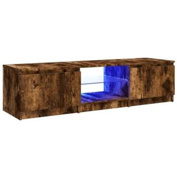 Étagère TV Multimédia Chêne Fumé - 140 cm avec Lumières LED