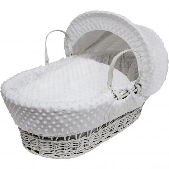 White Dimple White Wicker Moses Basket - White