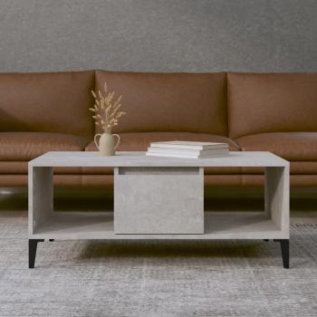 Table basse en bois d'ingénierie gris béton 90x50x36,5 cm