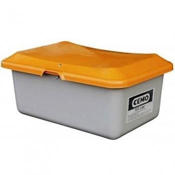 Conteneur à sel standard 100 L, sans ouverture de prélèvement, L 890 x B 600 x H 340 mm, en GFK gris/orange
