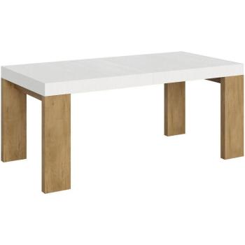 Mesa Rectangular Blanca Extensible 180-440 cm con Base de Madera