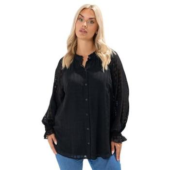 Blouse noire à col froncé Yours Curve