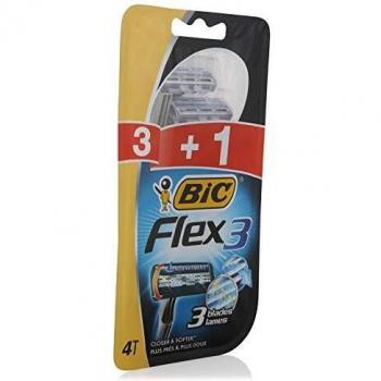 Bic Flex 3 Pack De 3+1 Maquinillas De Afeitar Desechables De 3 Hojas