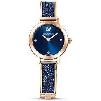 Brazalete de Metal Azul PVD Oro Rosa del Reloj Cosmic Rock Swarovski