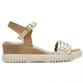 Cuña Dorada Berenice – Sandalias con Pala Trenzada