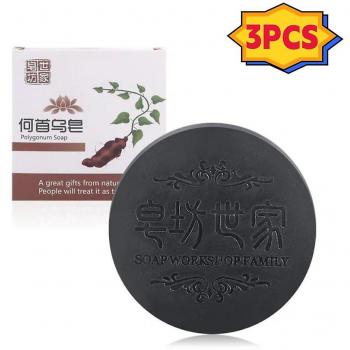 Champú en Barra Natural para Cabello Gris - 3 Piezas, Jabón de Polygonum