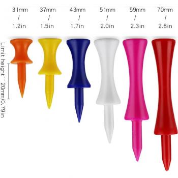 Colorful Plastic Golf Tees - 50 Pack, Step Down Design for Oversized Drivers, Irons & Hybrids