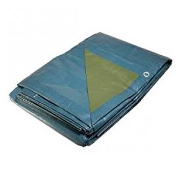 Bâche Multi-Usage 4x5 m - Résistante - Étanche - Anti-UV - Bleue et Verte - Oeillets