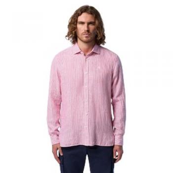 North Sails Hemd Klassisch Gestreiftes Leinen Rosa-Weiß Größe L