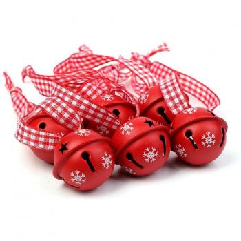 100pcs Red Metal Snowflake Jingle Bells Christmas Ornaments
