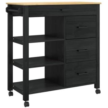 VidaXL Pine Trolley – Black – 88.5×40×84 cm