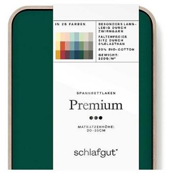 Spannbettlaken SCHLAFGUT Premium Mako-Zwirn-Jersey grün 140-160 x 200-220 cm