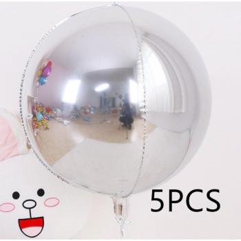 5pcs Set 10-22 Inch 4D Round Metallic Aluminum Foil Balloons