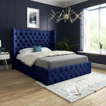 Florence Soft Velvet Upholstered Bed Frame - Blue