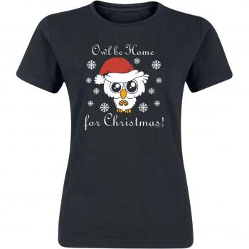Camiseta Humorística de Tierisch - Búho Navideño - S XXL - Para Mujer - Color Negro