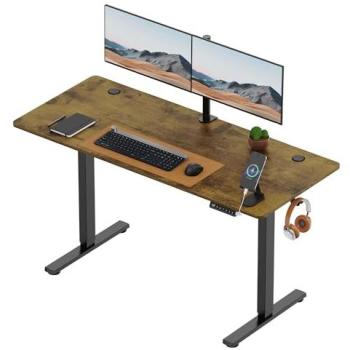 Black Walnut PowerDesk – 140×60 cm with USB‑C Charging Port