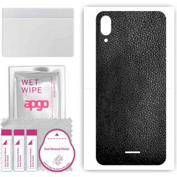 Wiko Y80 Back Wrap Film - Black Leather Design