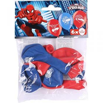 Ballons Spider-Man en latex, lot de 6 (23 cm), rouge/bleu