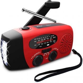 Draagbare Zonne- en Handcrank Radio Ontvanger AM/FM met Zaklamp en Noodstroomvoorziening