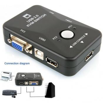 USB 2.0 2-Port KVM Switch with Mouse Adapter