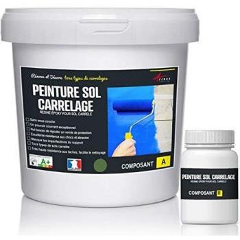 Peinture Sol Carrelage - Résine Carrelage - ARCAPOXY SOL CARRELAGE - Vert Réséda - RAL 6011 - 1 kg (jusqu'à 5 m² en 2 couches) - ARCANE INDUSTRIES