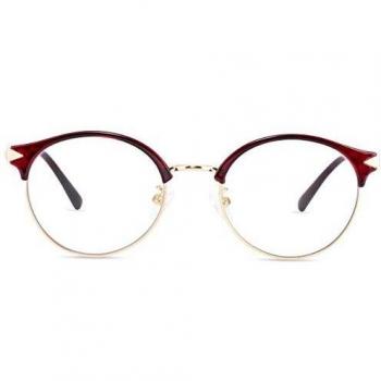Lunettes anti lumière bleue avec protection d'écran bleu UV400, anti fatigue et anti reflet, lunette de repos demi-trame ronde ultra légère en métal TR90 vintage pour écran ordinateur game