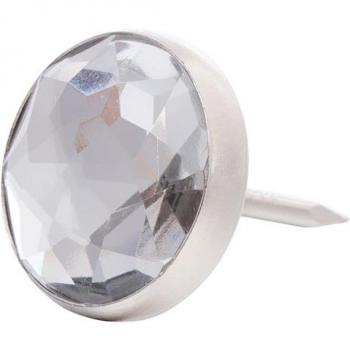 Crystal Head Sofa Tacks – 100 Pack, 22.8 mm, White